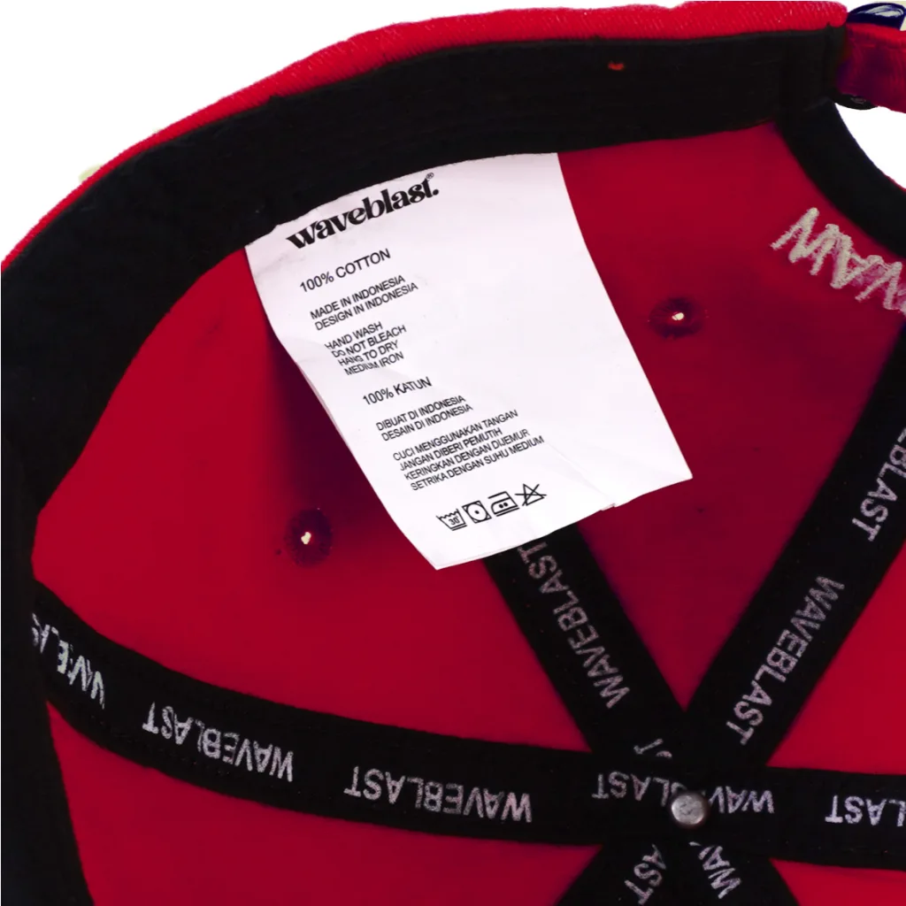 Waveblast Topi - Snapback Classic Akaguro Red (Washed) 6